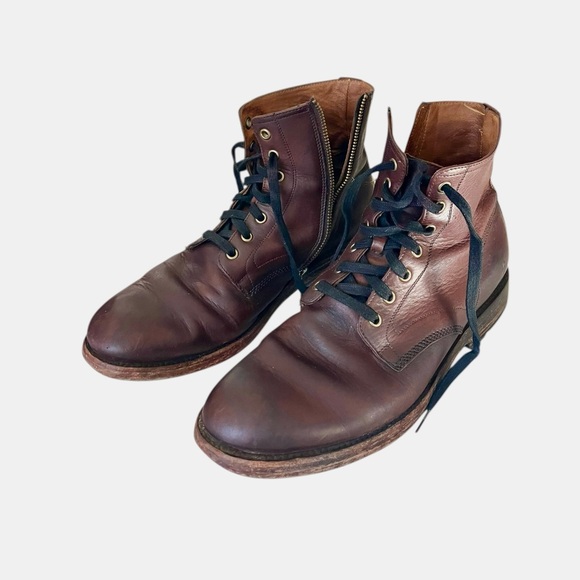 Frye Men's Bowery Lace-Up Side-Zip Boots - Size 9.5 - Brown Antiqued Leather - Picture 3 of 16